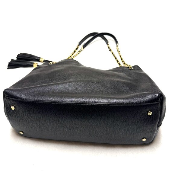 Tory Burch Thea Chain Slouchy Shoulder Bag $495 black/gold logo tassels divided - Picture 13 of 14